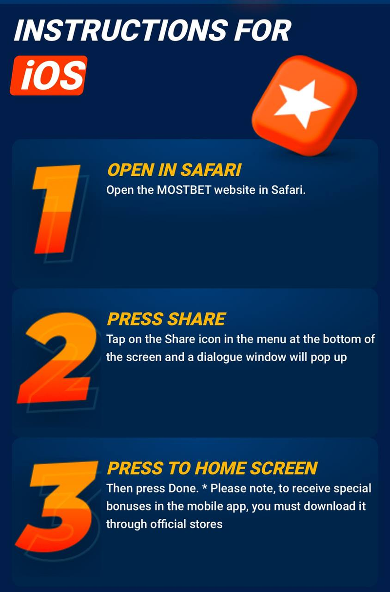 Mostbet download betting app for iOS.